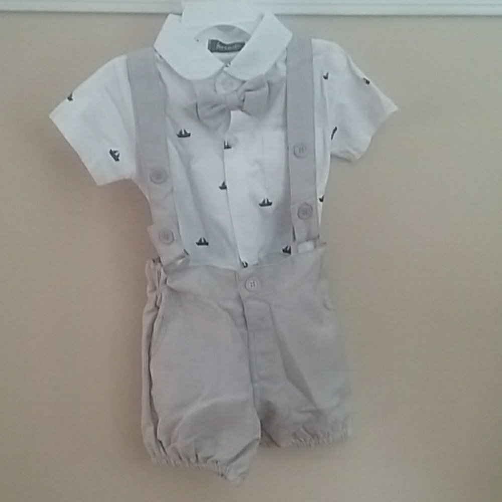 Baby/Toddler Dress Shorts Suspenders Shirt Bow Tie